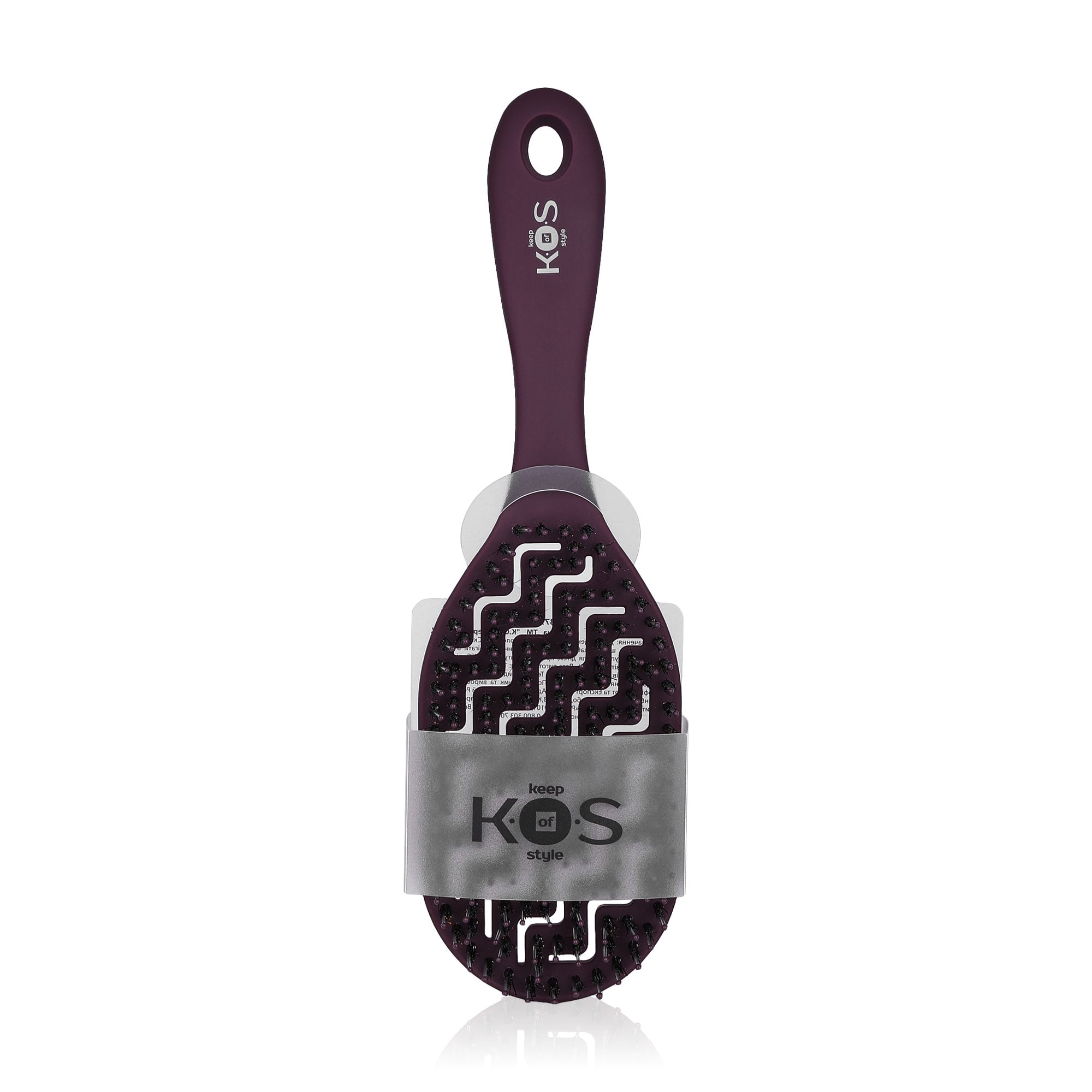 Масажна щітка для волосся K.O.S продувна, комбінована, сливова, 1 шт